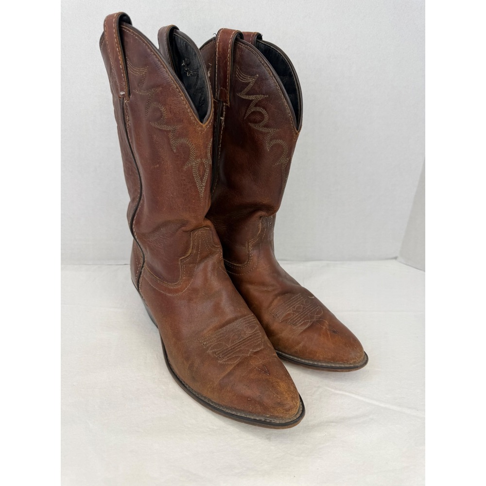 Laredo Mens Brown Leather Western Cowboy Boots 16834‎ Size 8 M Made in USA